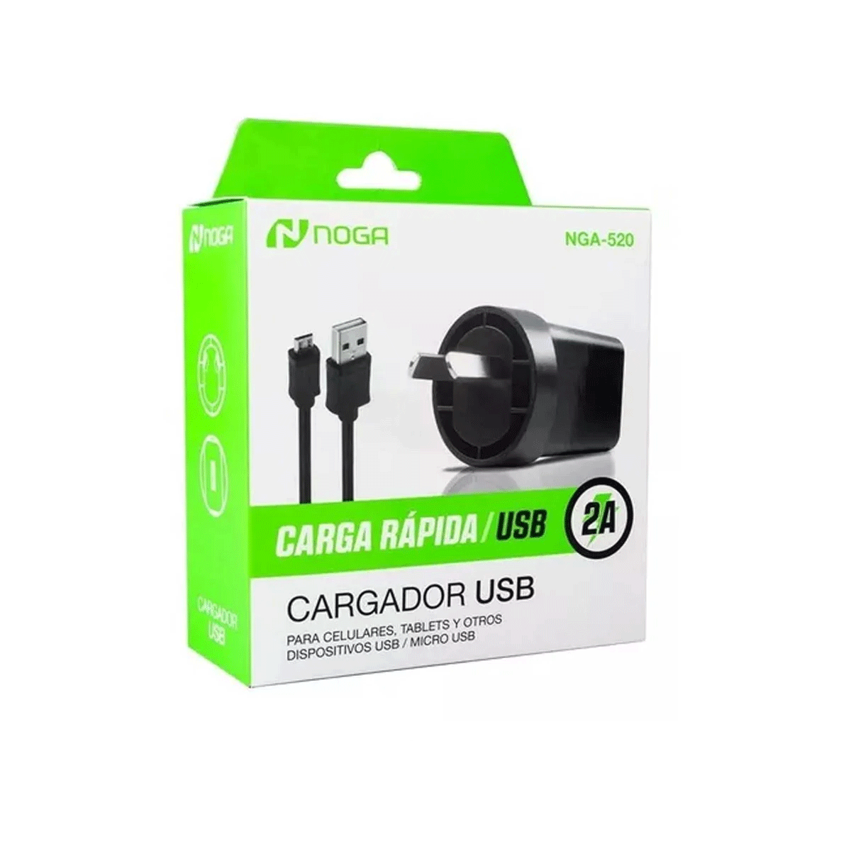 Cargador Carga Rapida 2A USB-Micro USB Noga NGA-520