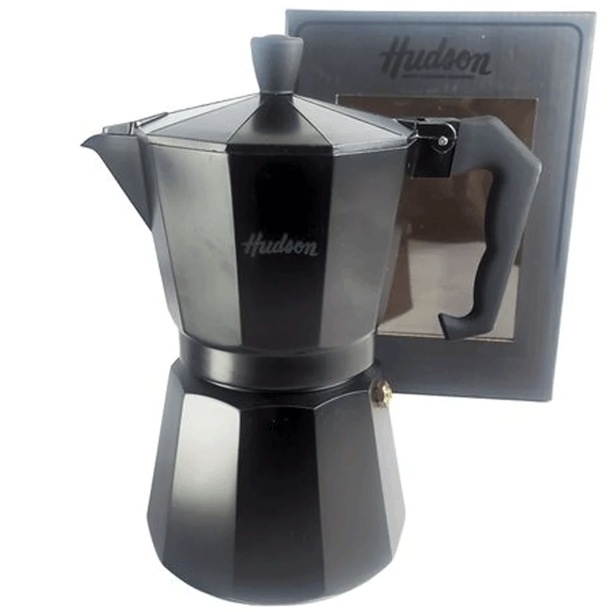 Cafetera aluminio esmaltado negro tipo italiana induccion para 6 tazas Hudson M010 - Image 3