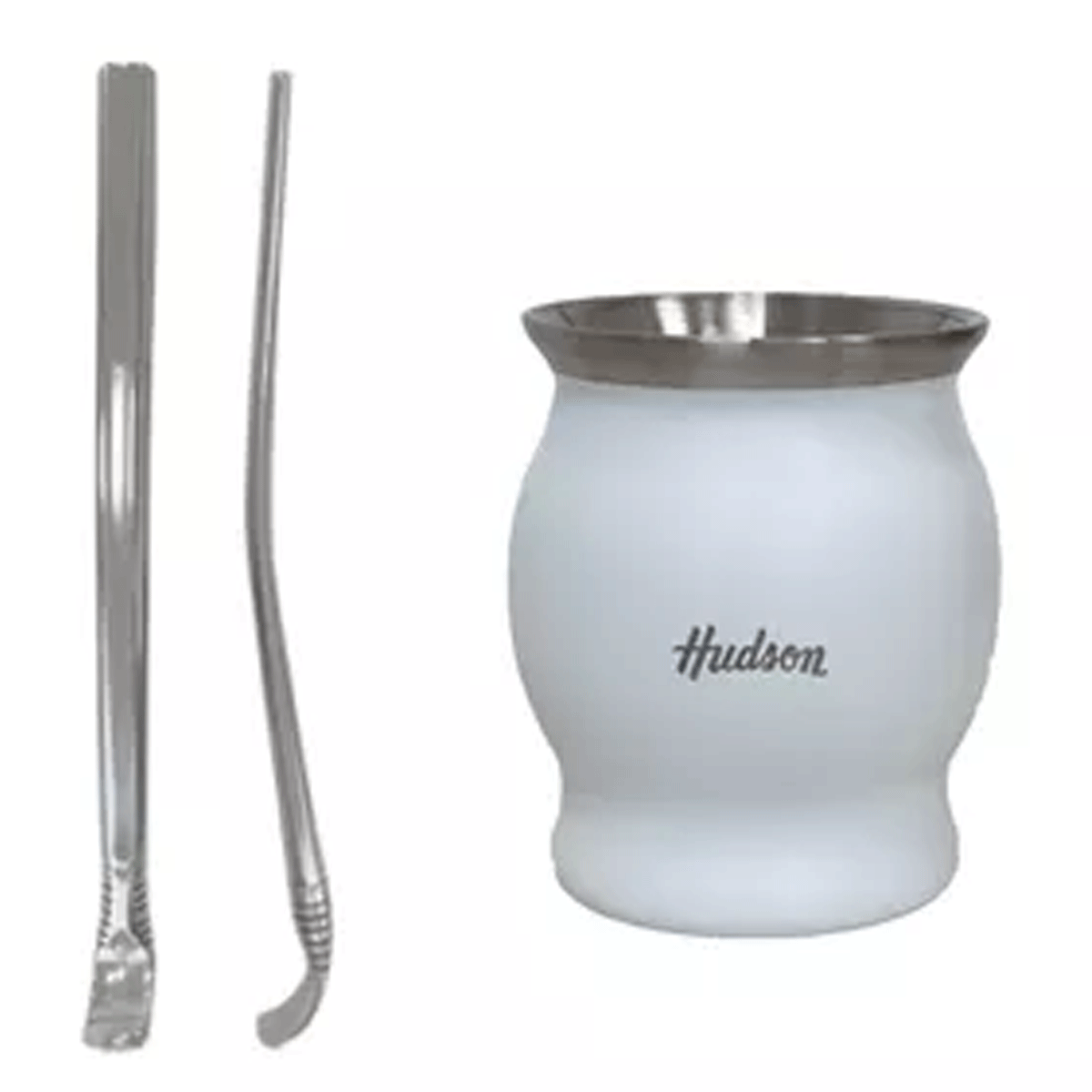 Set MATE Y BOMBILLA Hudson Acero BLANCO MCS02 - Image 2