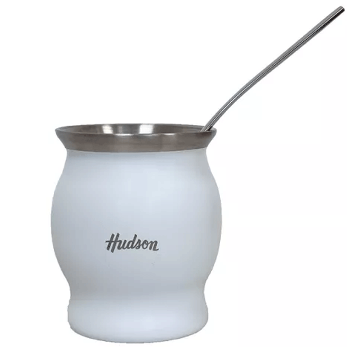 Set MATE Y BOMBILLA Hudson Acero BLANCO MCS02