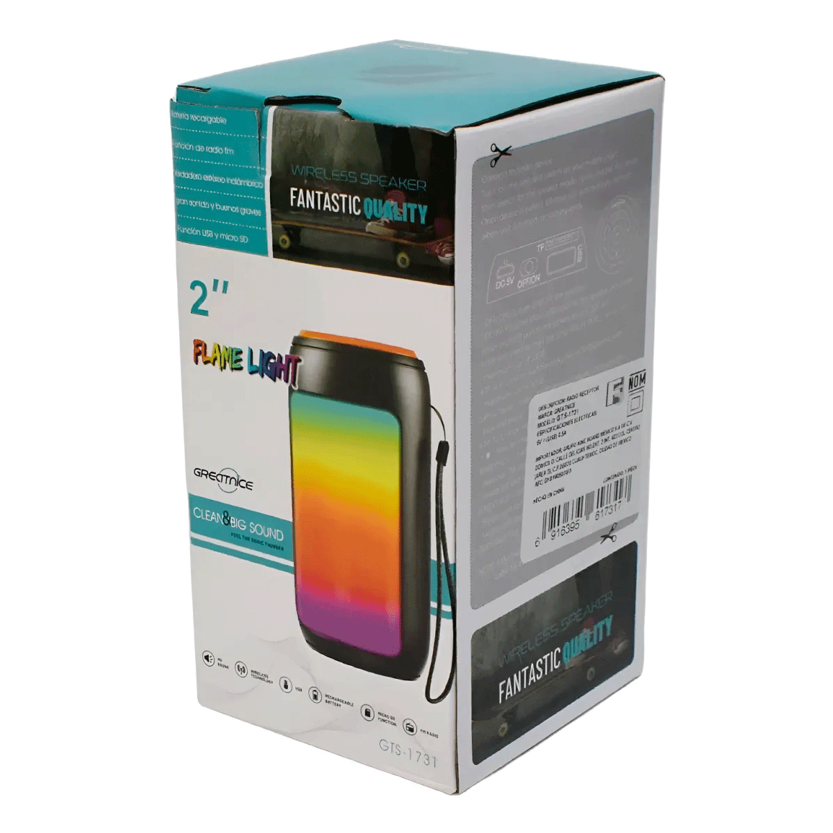 Parlante BT FM USB RGB Greatnice GTS-1731 - Image 3