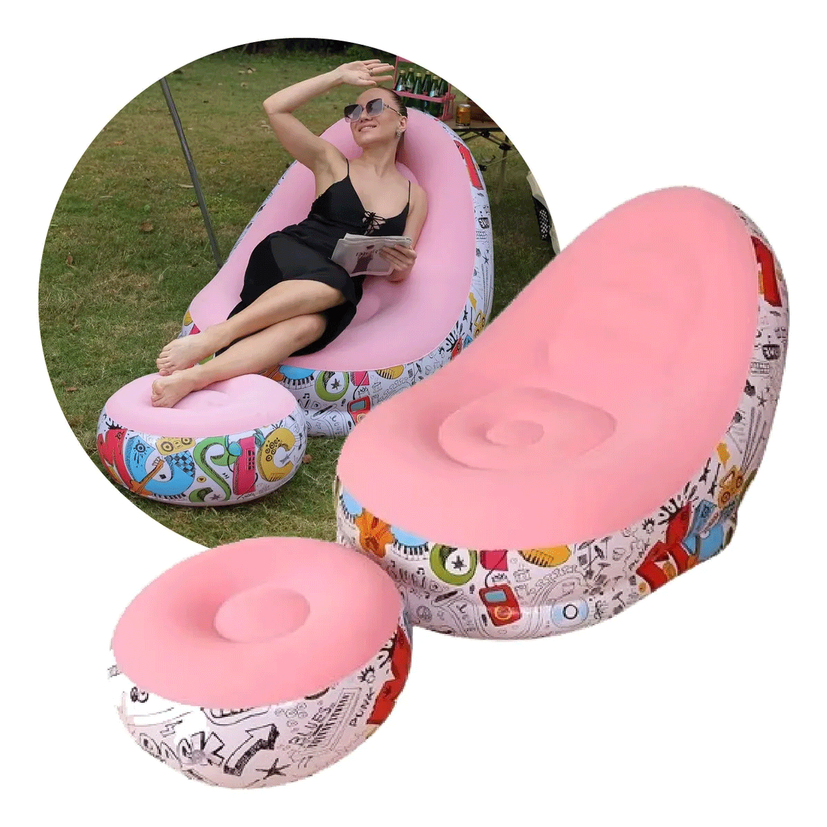 Sillon Inflable Grafiti con Reposapies - Image 2