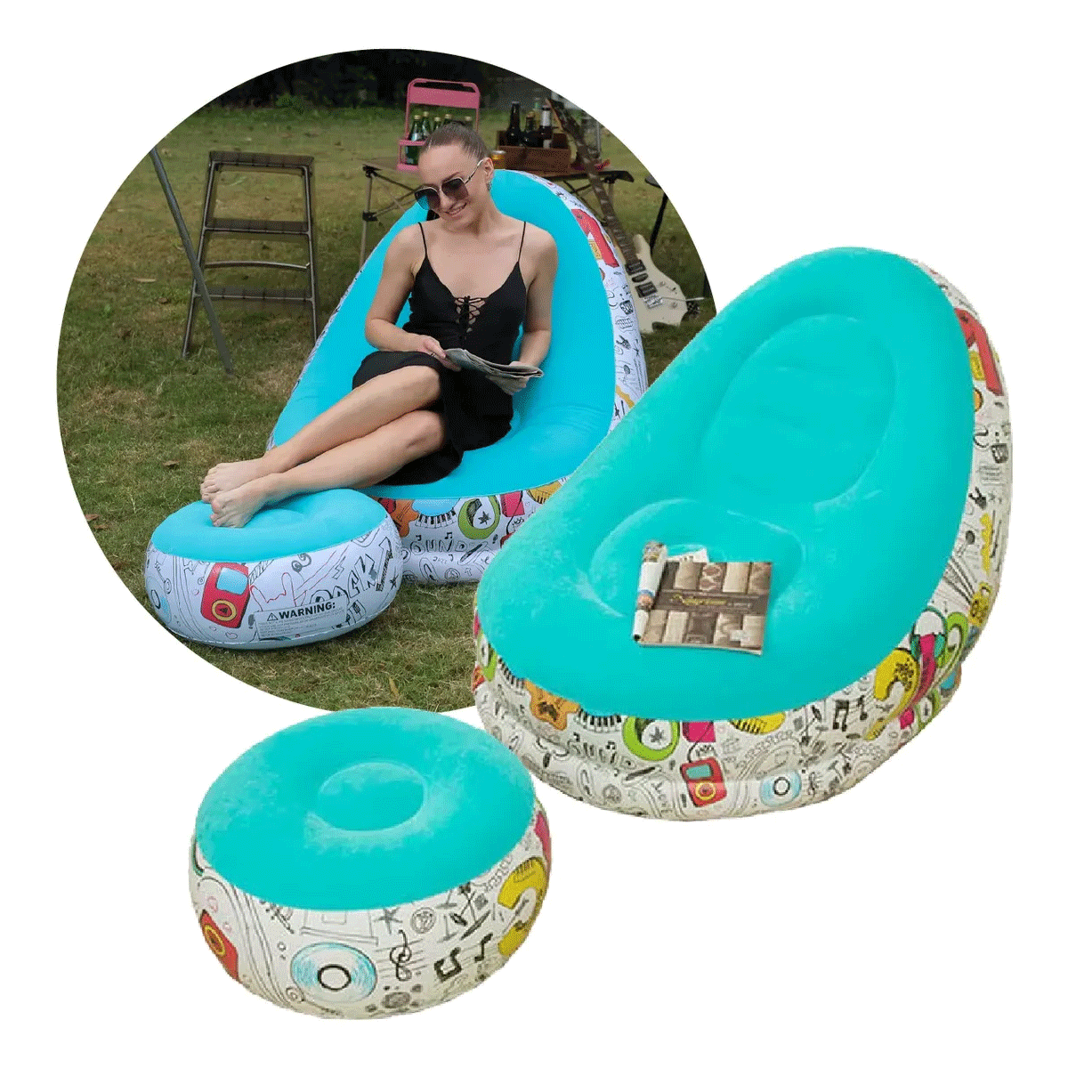 Sillon Inflable Grafiti con Reposapies - Image 4