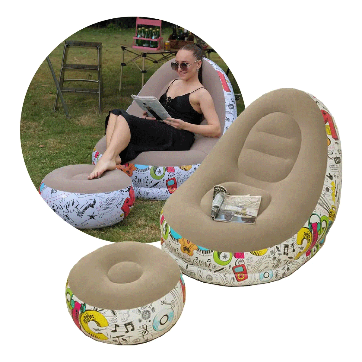Sillon Inflable Grafiti con Reposapies - Image 5
