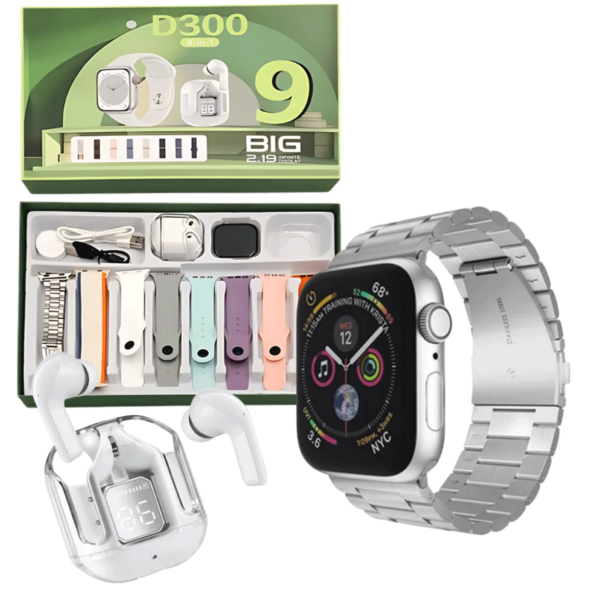 Set Smartwatch y Auriculares D300
