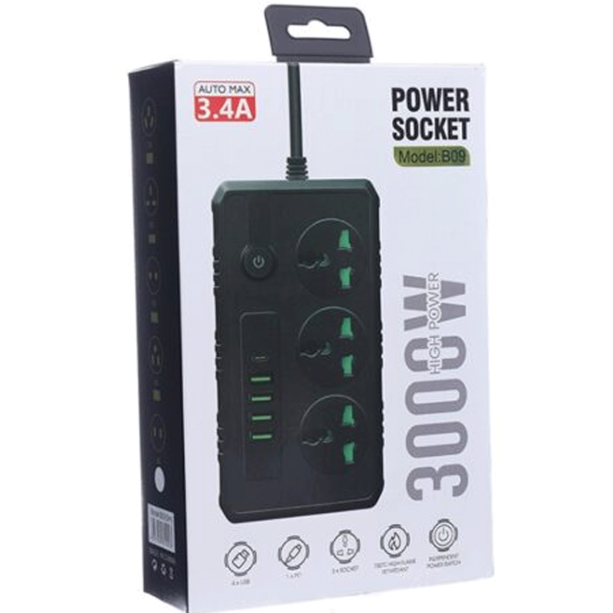 Zapatilla Cargador 4USB 3000w B09 - Image 2