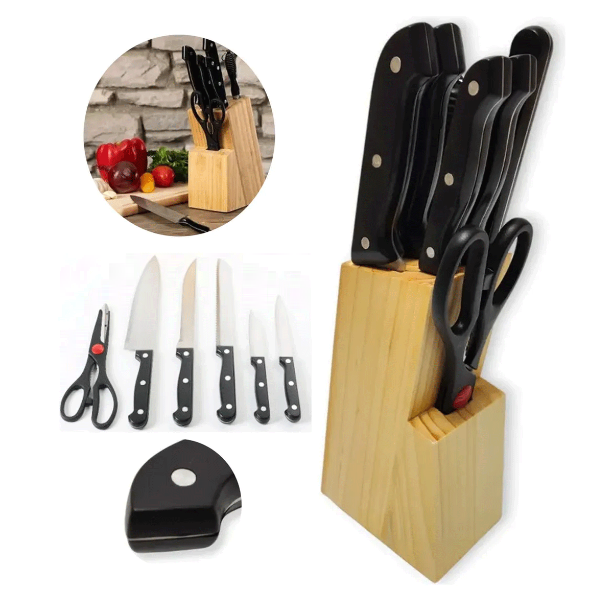 Set de Cuchillos 7pcs con Base de madera Gentil GN-0085 - Image 3