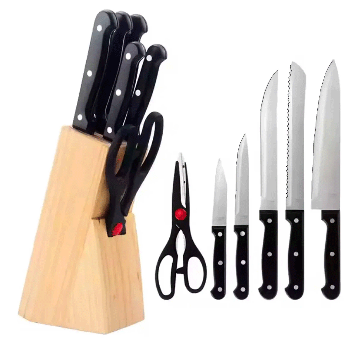 Set de Cuchillos 7pcs con Base de madera Gentil GN-0085