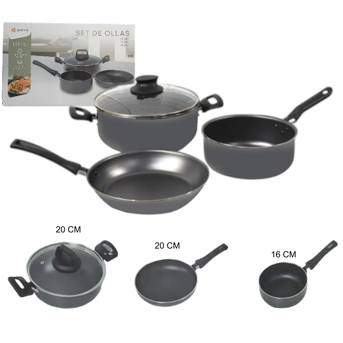 Set de Ollas 4 Piezas Oryx OR-CK50A