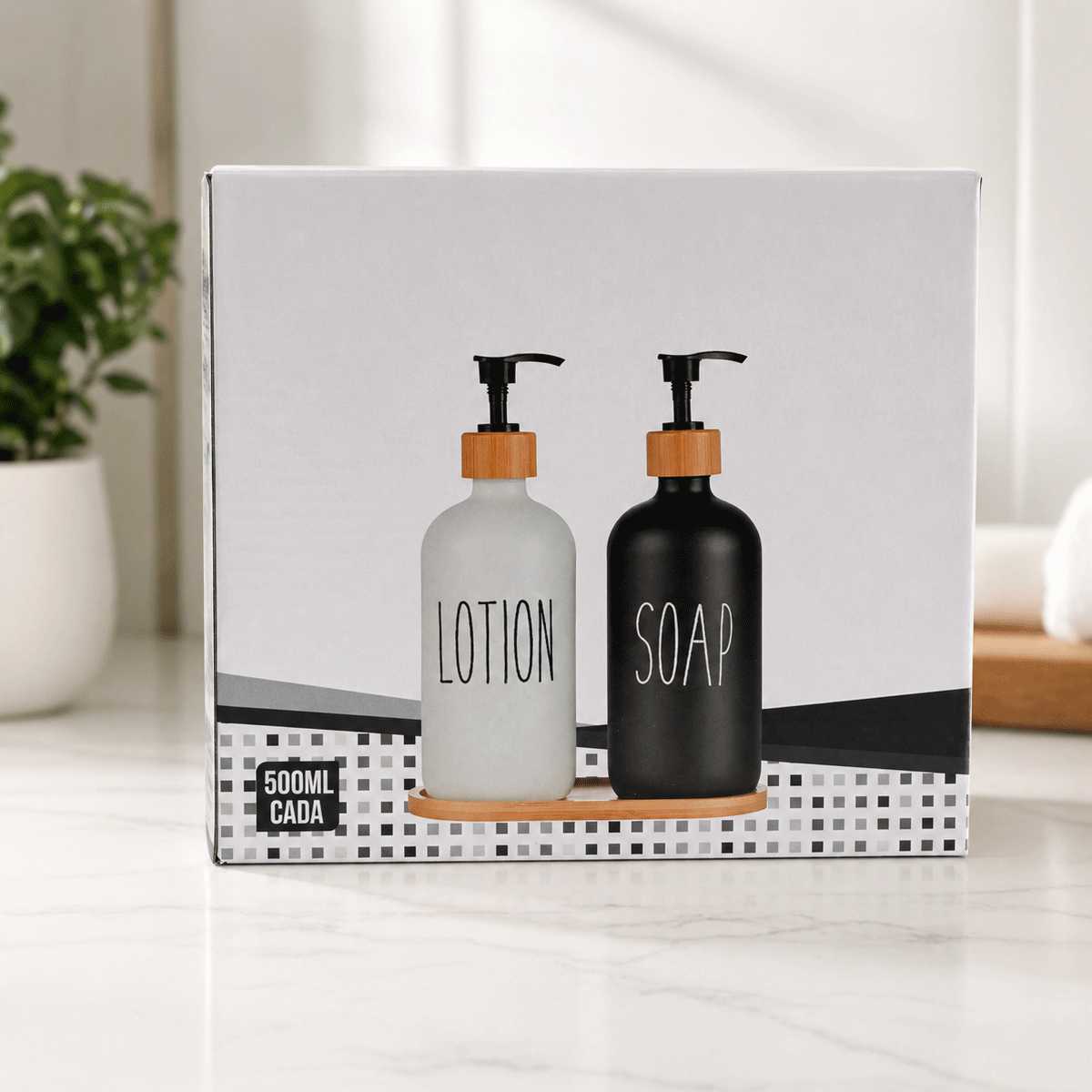 Set de Dispenser de Jabón+Loción (Vidrio) - Image 3