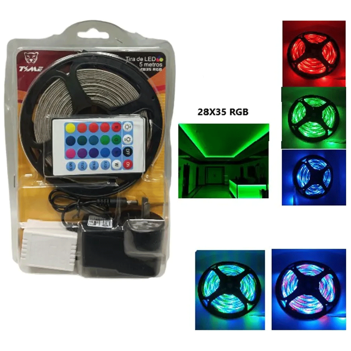 Tira LED 28×35 RGB 5mts Time LED-9727 – PGL Electrónica