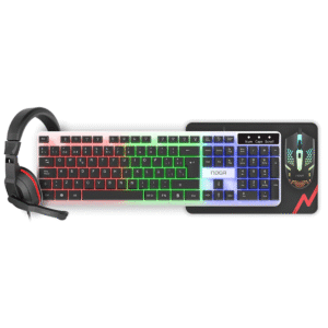 Combo Gamer Noga Teclado Auricular Mouse Pad Luz Led NKB-413 (Negro)