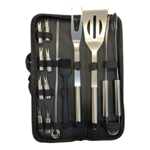 Set Parrillero 16pcs Acero Inoxidable c/funda