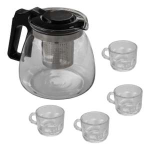Tetera de Vidrio 1L + 4 tazas 140ml Lovwish QYH/L5